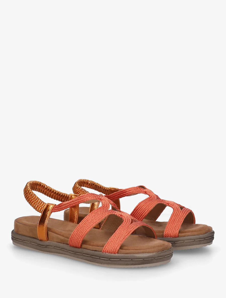 Platte sandalen van touwtjes - Oranje - Image 4