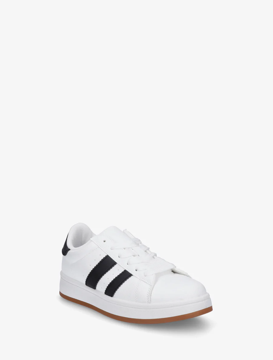 Platte sneakers met contrasterende strepen - Wit - Image 2