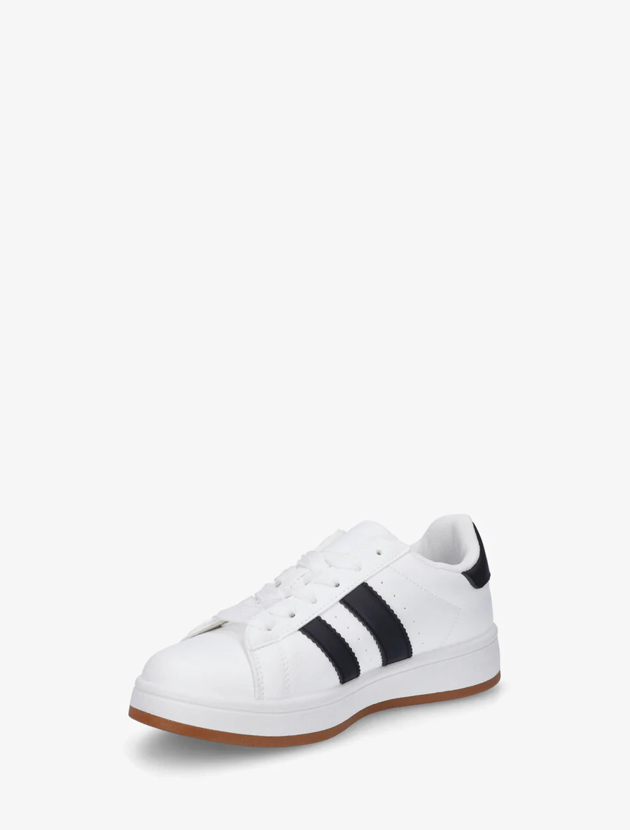 Platte sneakers met contrasterende strepen - Wit - Image 3