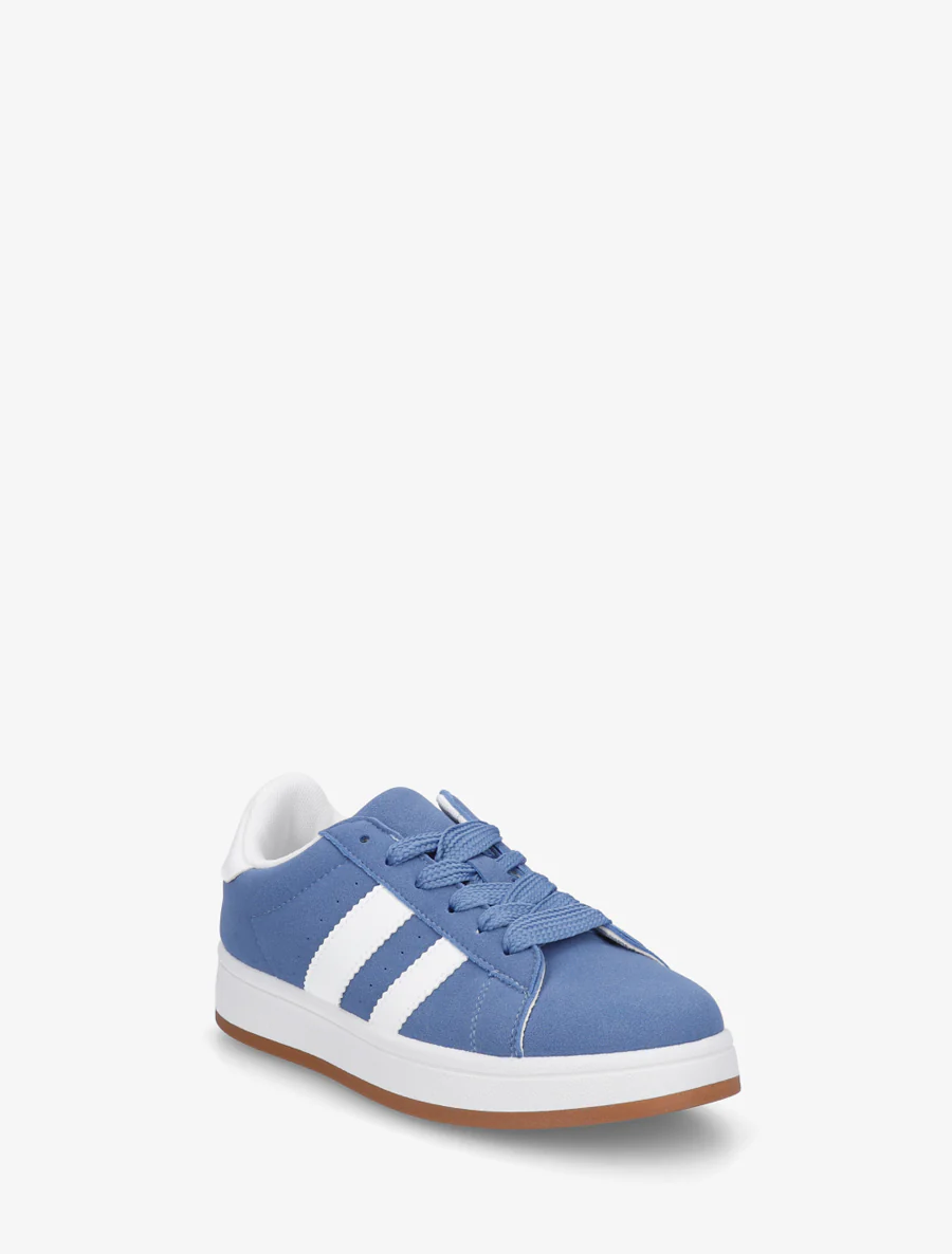 Platte sneakers met contrasterende strepen - Blauw - Image 2