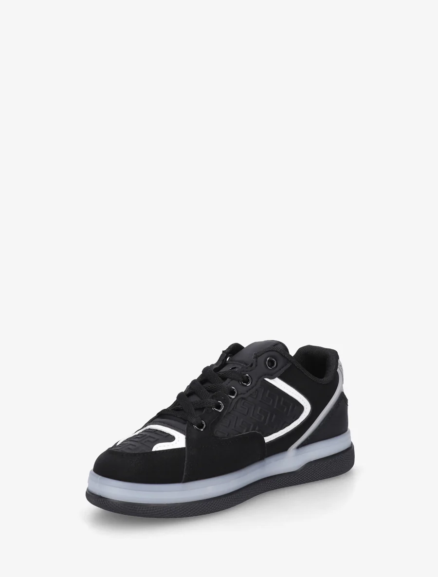 Platte sneakers met Grieks golfpatroon - Zwart - Image 3