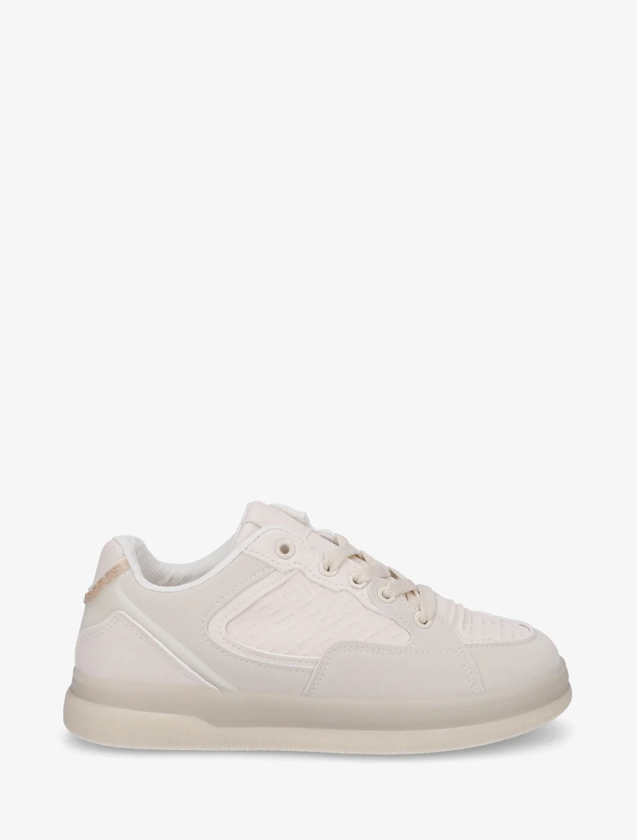 Platte sneakers met Grieks golfpatroon - Beige
