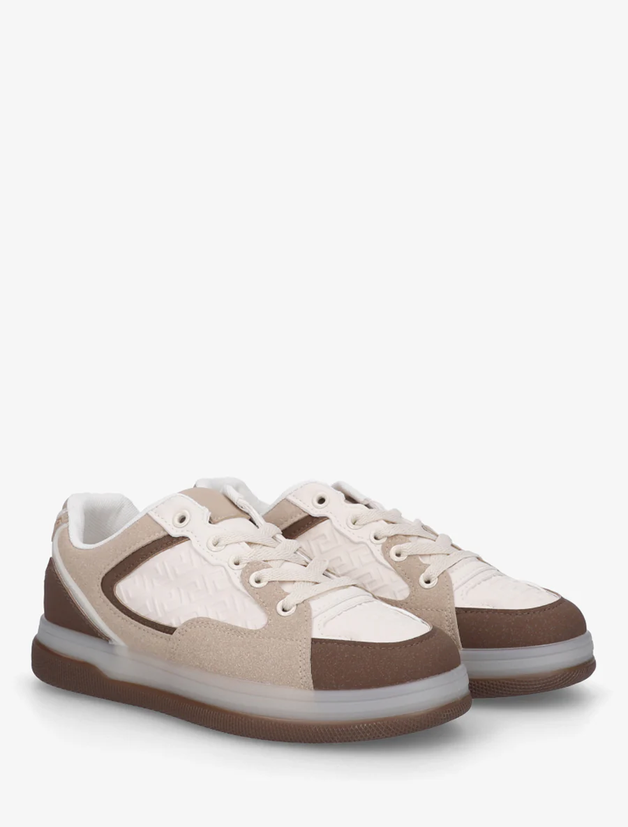 Platte sneakers met Grieks golfpatroon - Bruin - Image 4