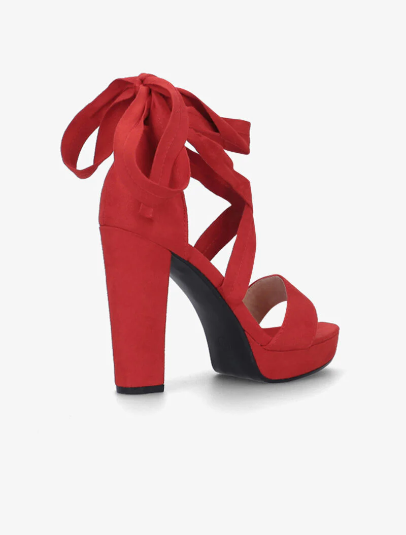 Plateau sandalen met platte veters - rood - Image 4