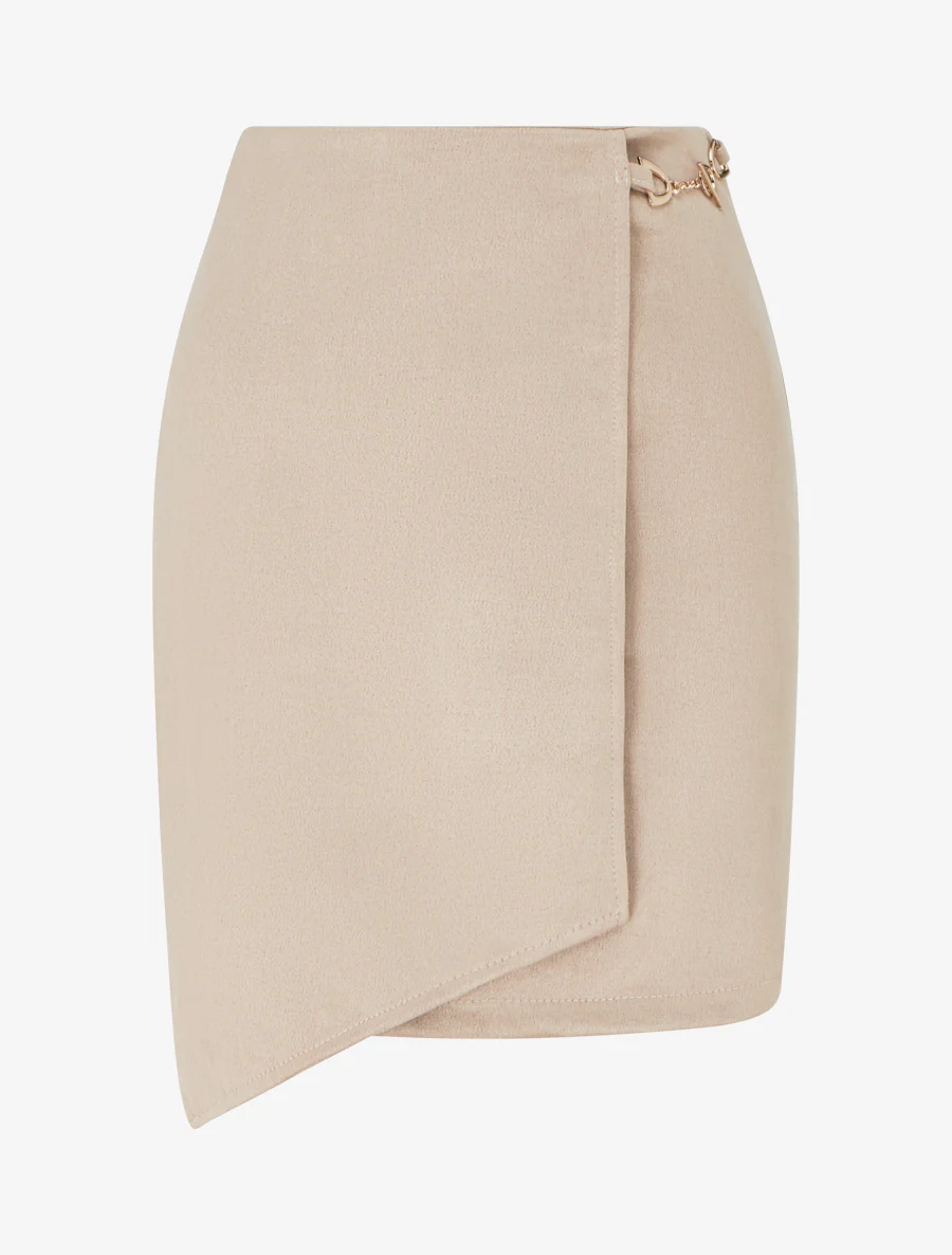 Portefeuille minirok van suèdine - Beige