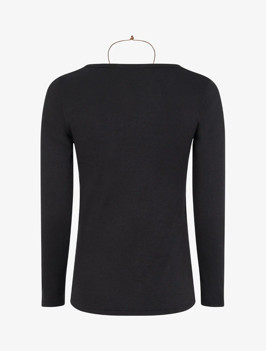 Cowl neck trui en trompe l'oeil t-shirt - Zwart - Image 2