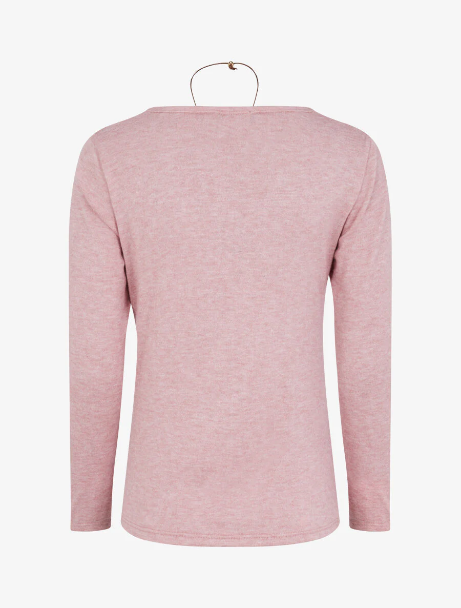 Cowl neck trui en trompe l'oeil t-shirt - Roze - Image 2
