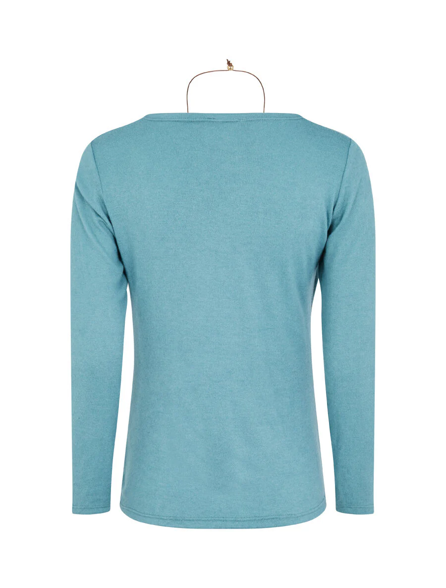 Cowl neck trui en trompe l'oeil t-shirt - Lichtblauw - Image 2