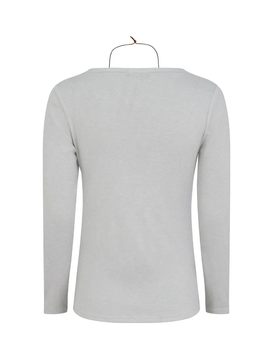Cowl neck trui en trompe l'oeil t-shirt - Lichtgrijs - Image 2