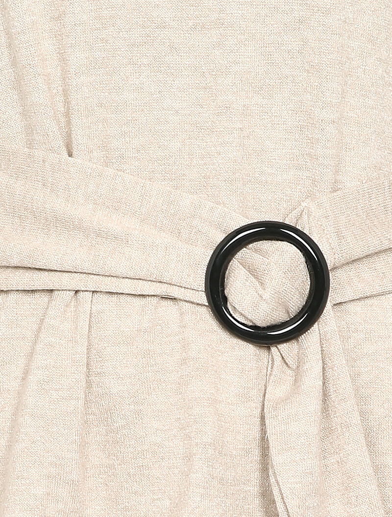 Pull stretch uni met gestileerde riem - Beige - Image 4