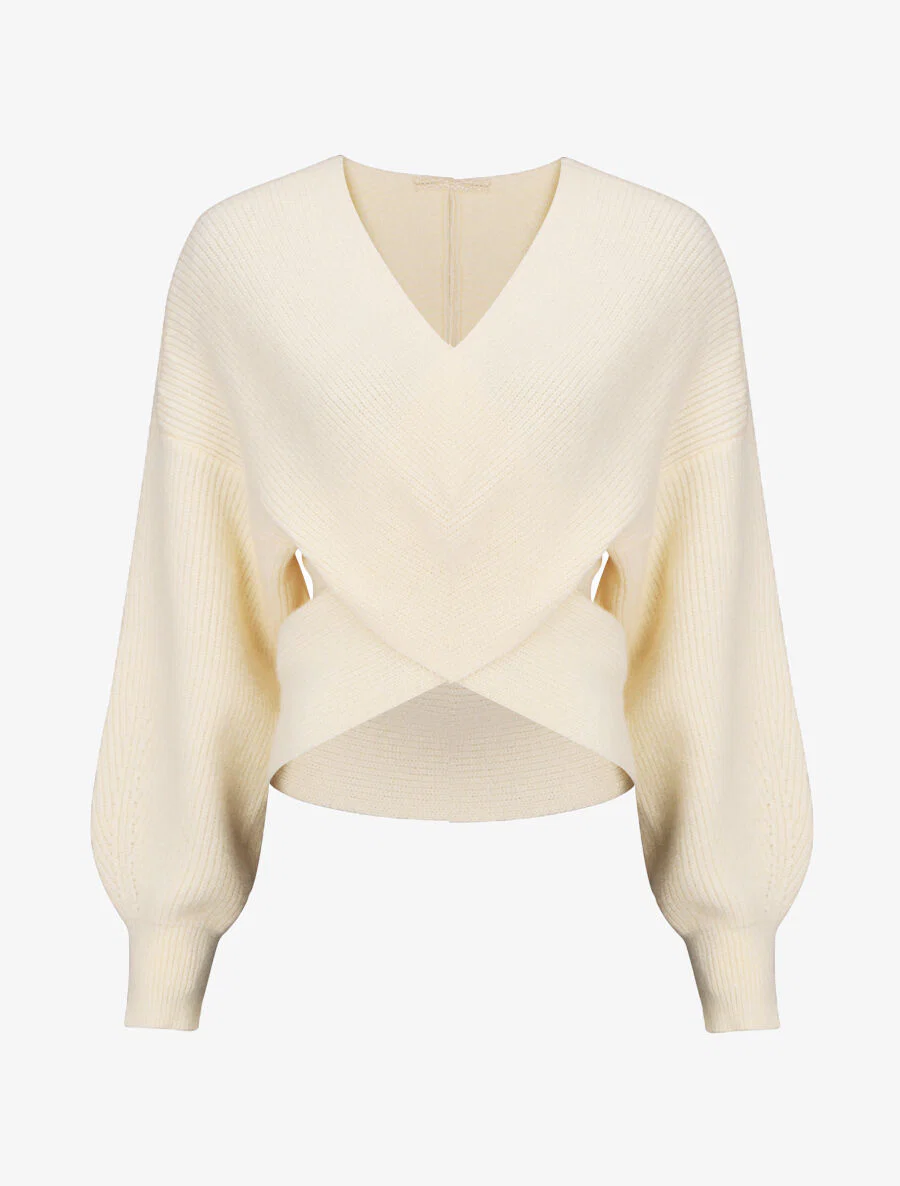 Uni col trui met overslag en asymmetrische onderkant - Beige
