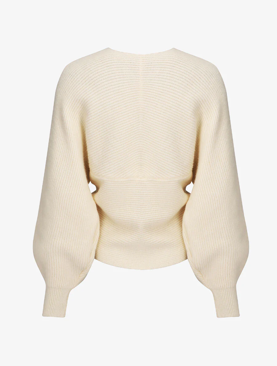 Uni col trui met overslag en asymmetrische onderkant - Beige - Image 2