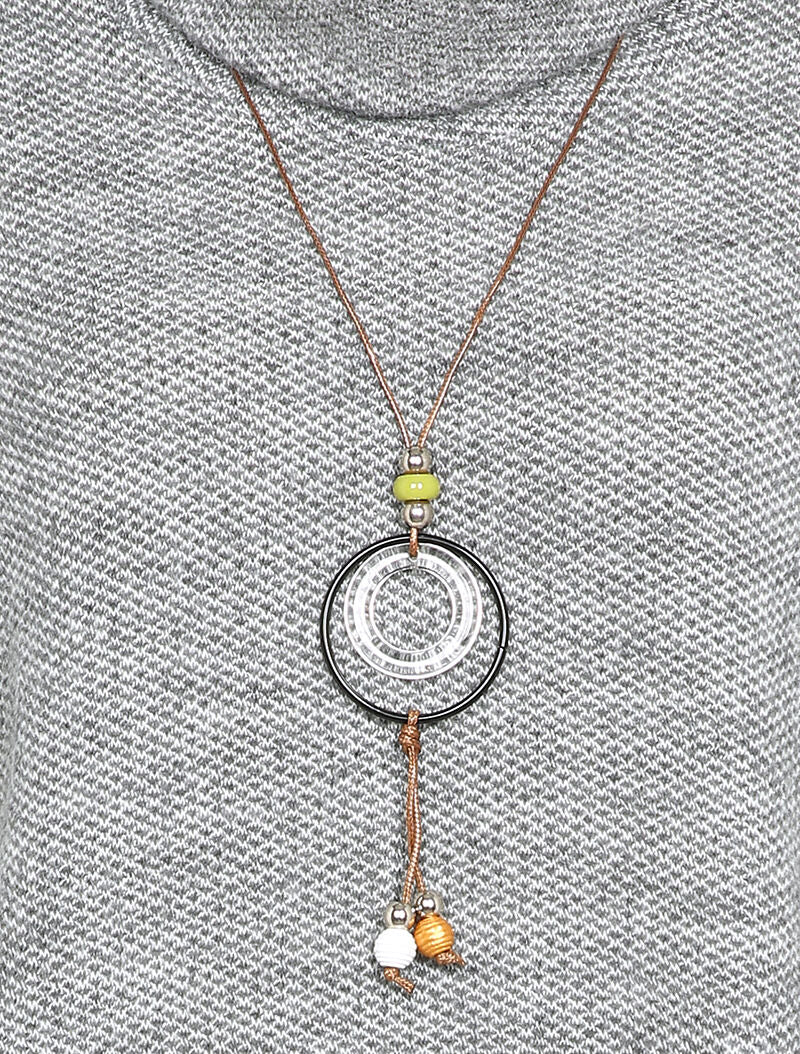 Gebreide coltrui met vleermuismouwen en ketting - Grijs - Image 4