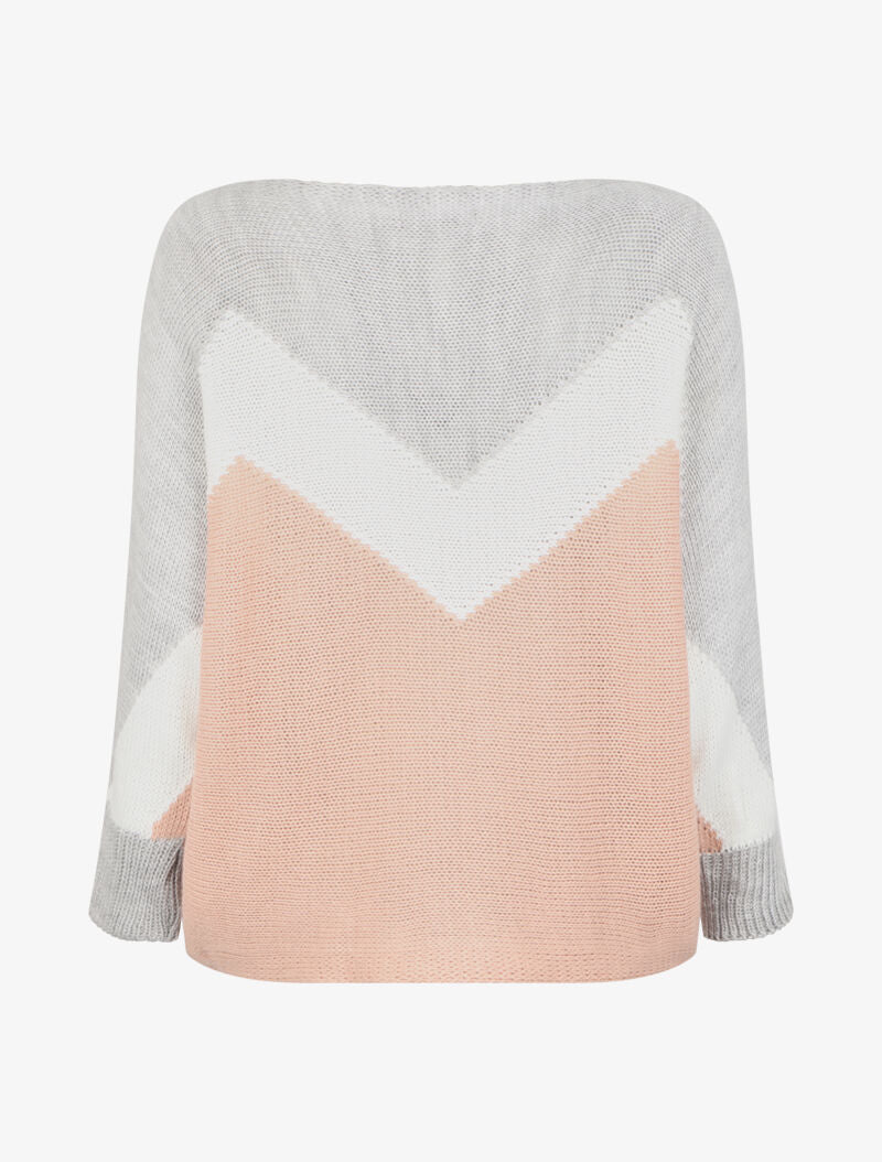 Vleermuis trui met geometrische patronen - Grijs/roze - Image 2