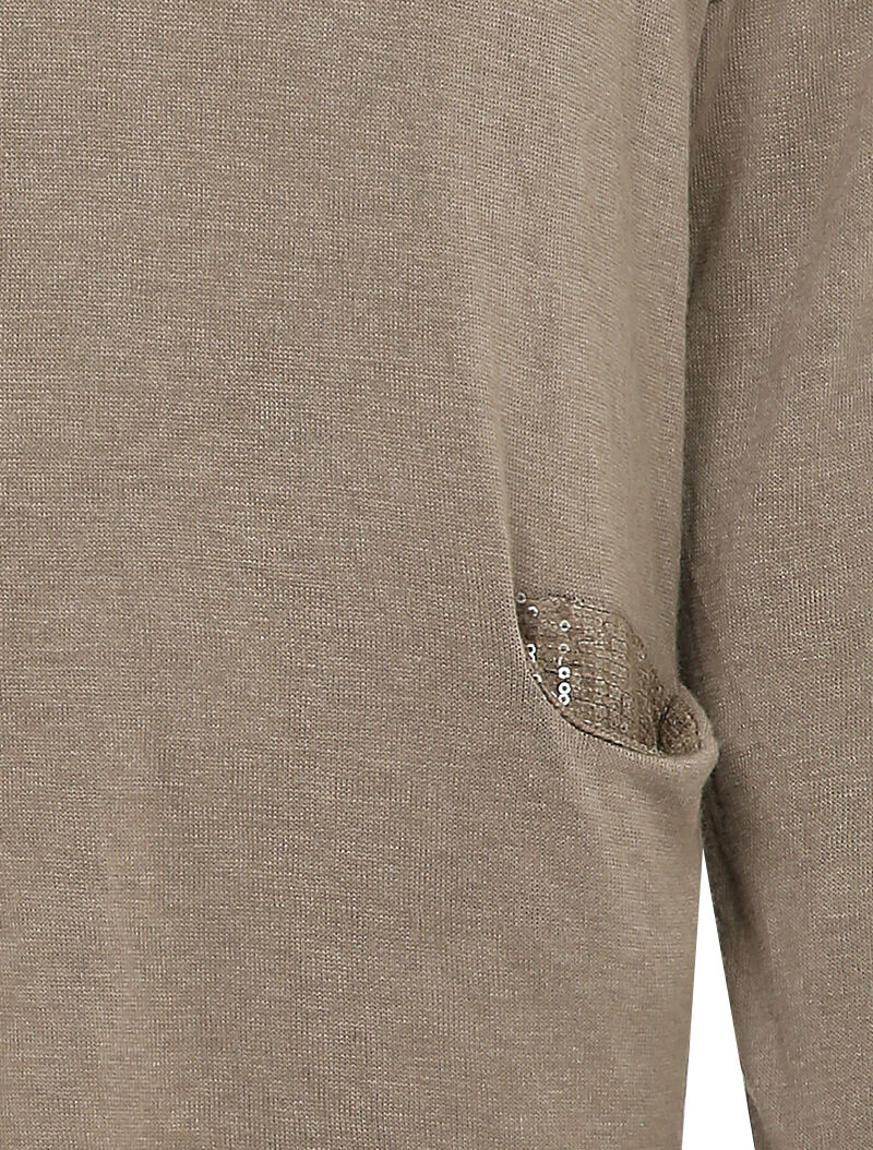 Vloeiende trui met zakken en rug met pailletten detail - Taupe - Image 3
