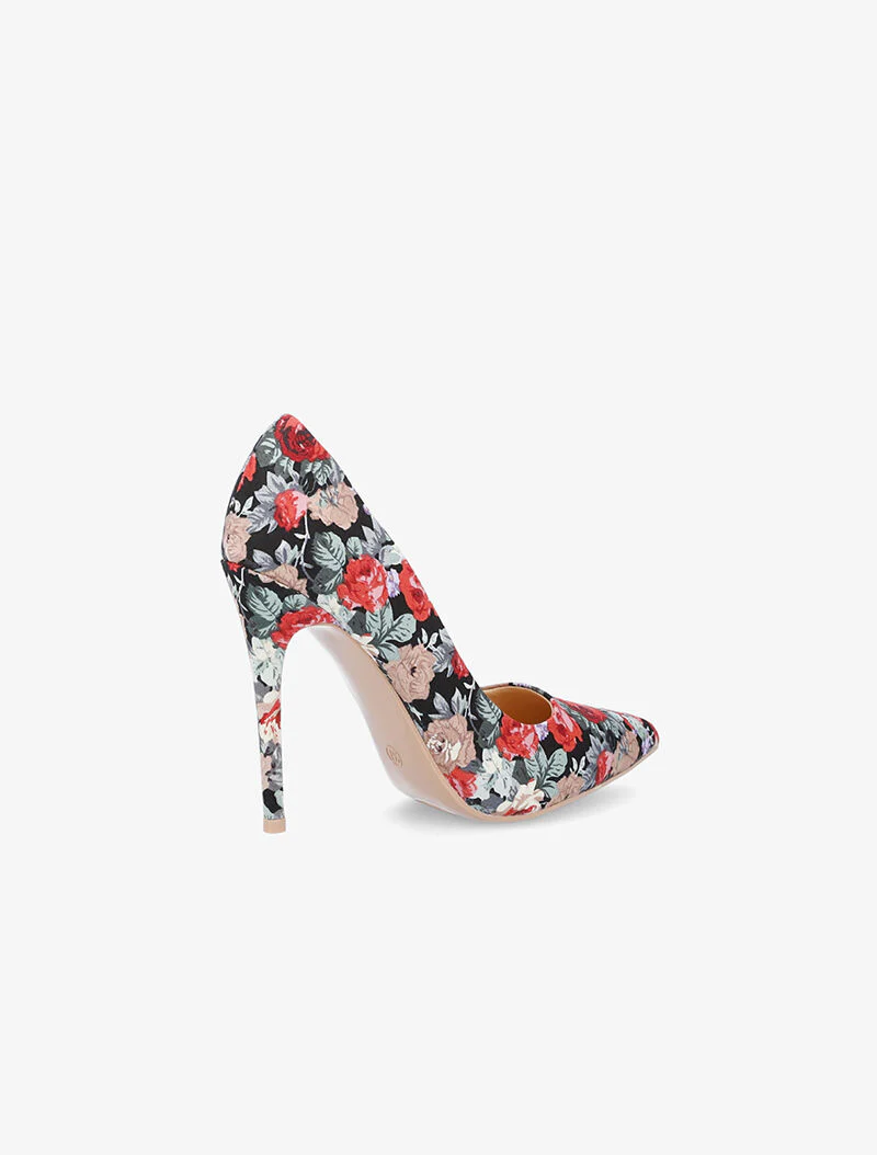 Pumps met bloemenstof - zwart - Image 4