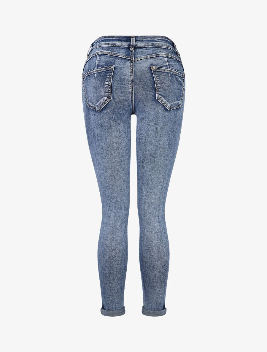 Push-up jeans met revers. slanke pasvorm - blauw - Image 2