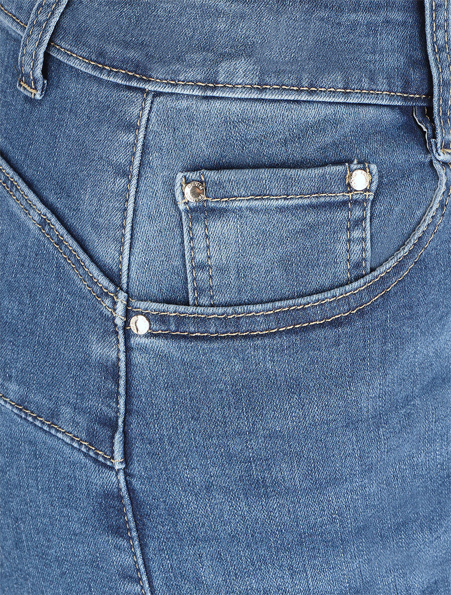Push-up rechte jeans standaard taille - blauw - Image 3