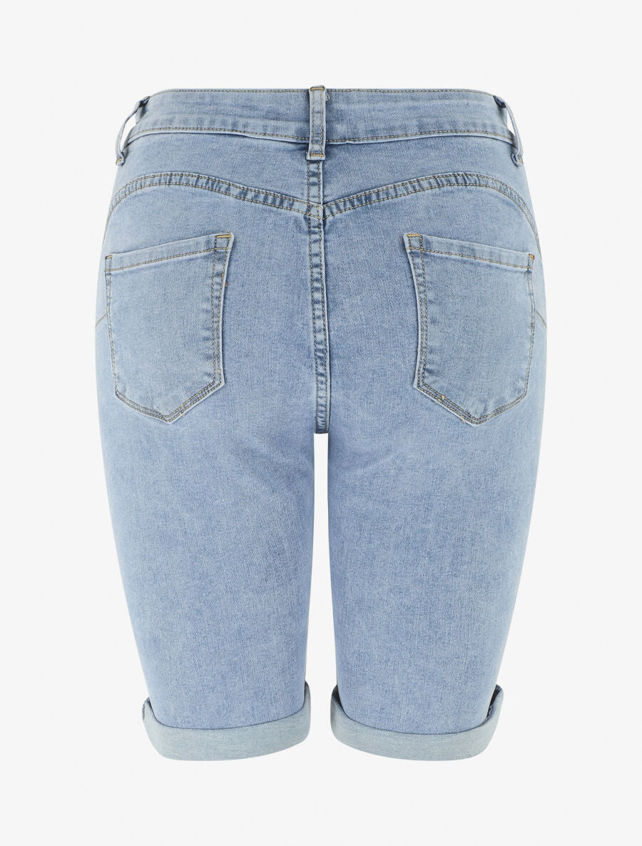 Push-up shorts met lichte scheuren - blauw - Image 2