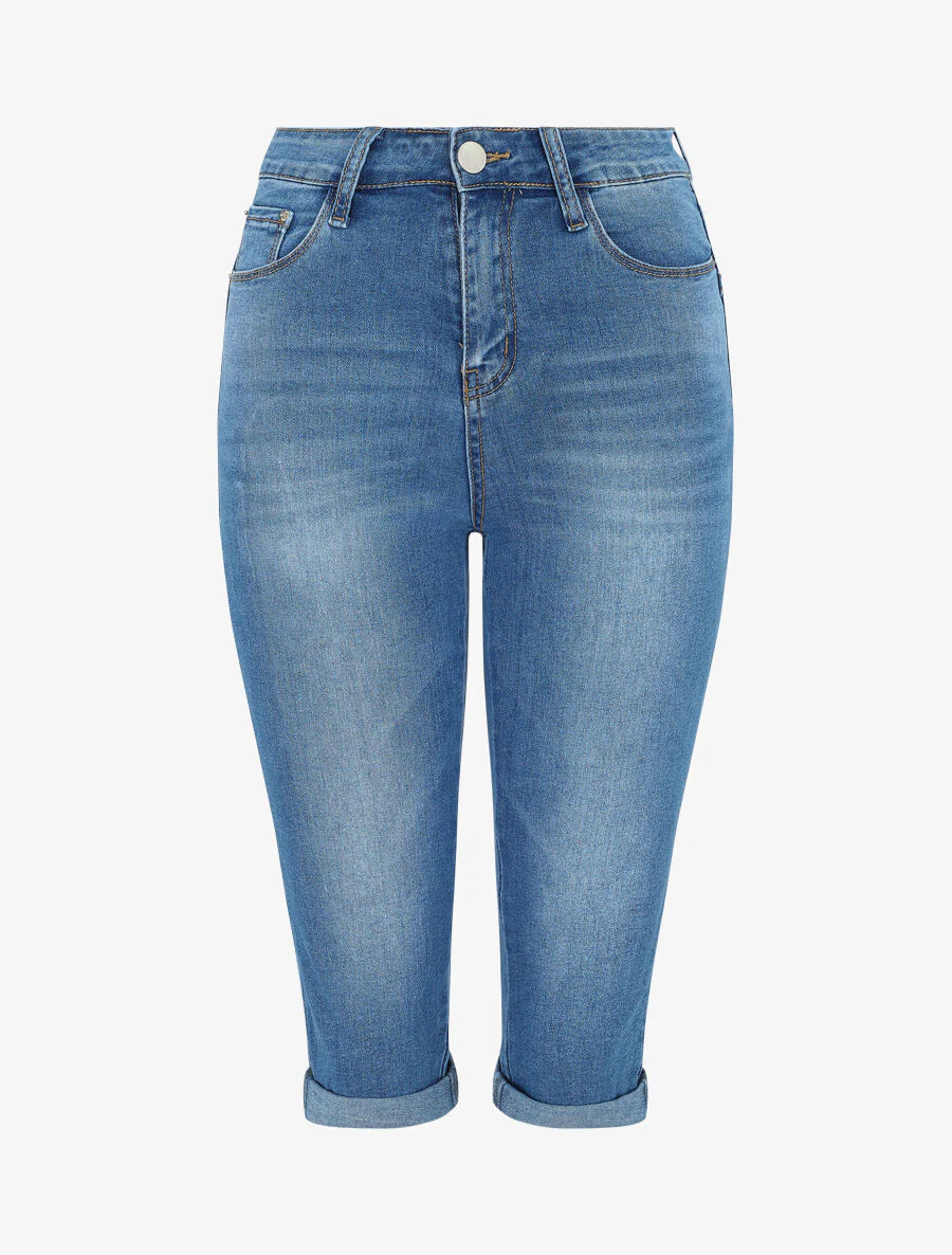Push-up shorts met zoom - Blauw denim