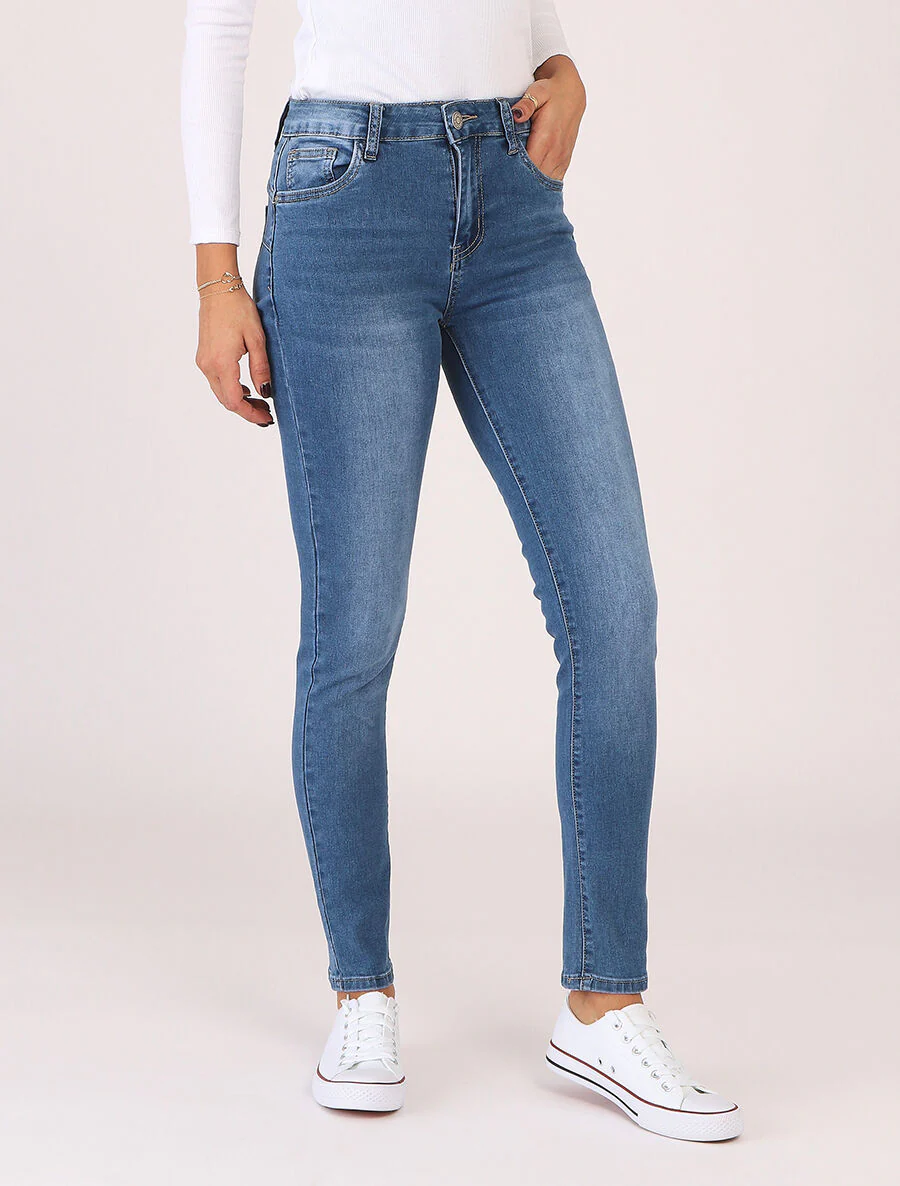 Push-up skinny jeans met hoge taille - lichtblauw - Image 4