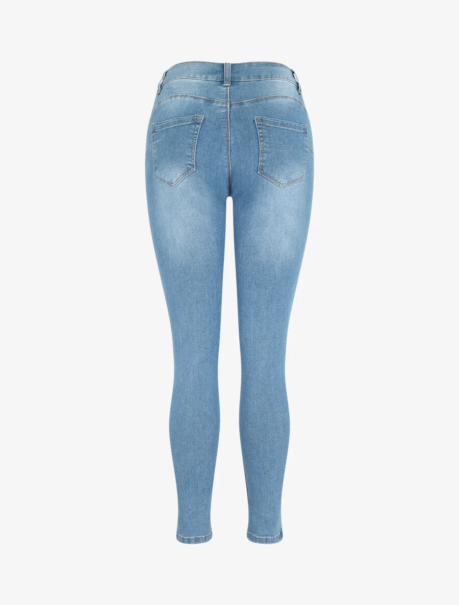 Push-up skinny jeans slim fit lichte stone wash - blauw - Image 2