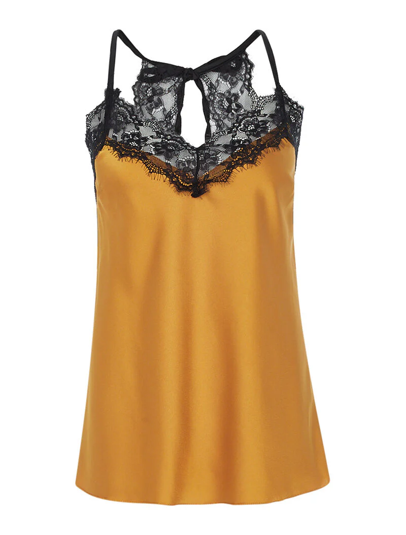 Racerback kanten tanktop - mosterd