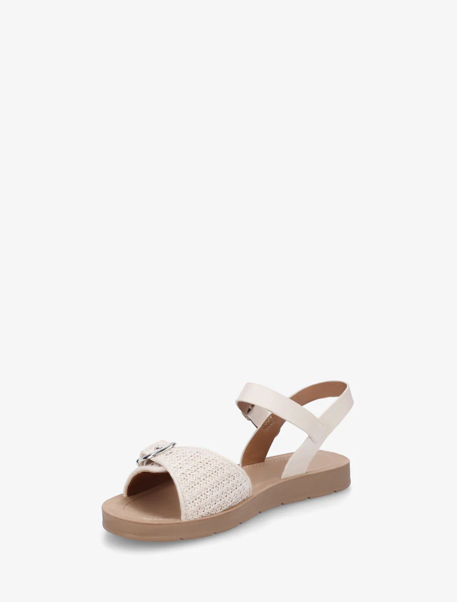 Raffia-effect sandalen met bandje - Beige - Image 3