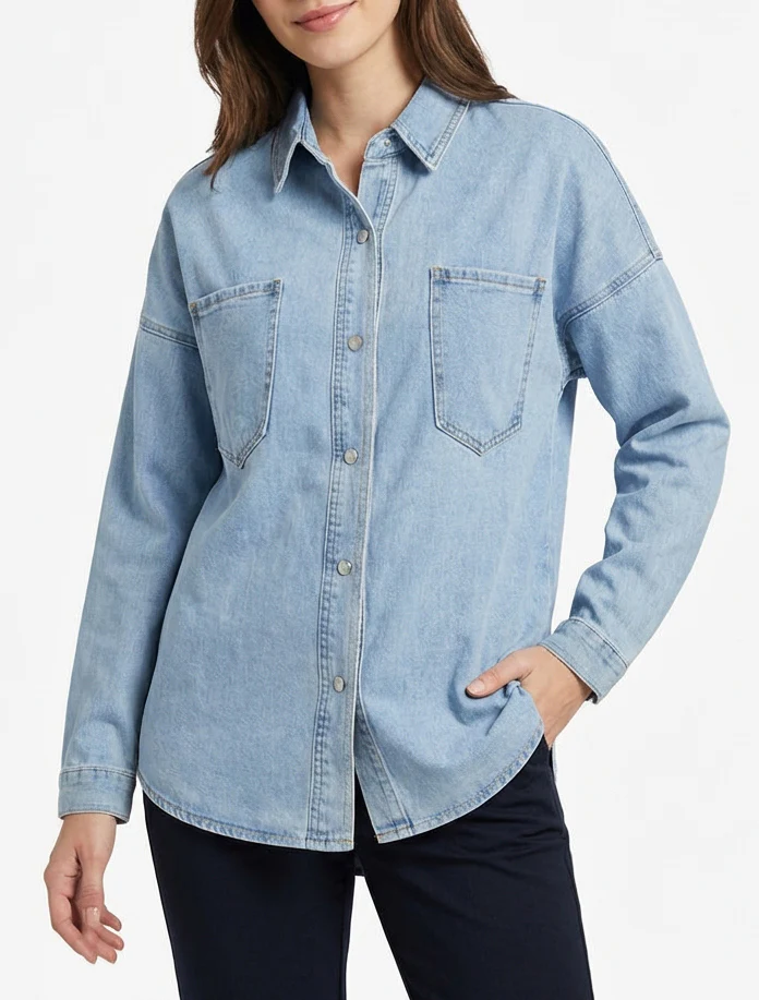 Recht denim shirt - Lichtblauw - Image 4