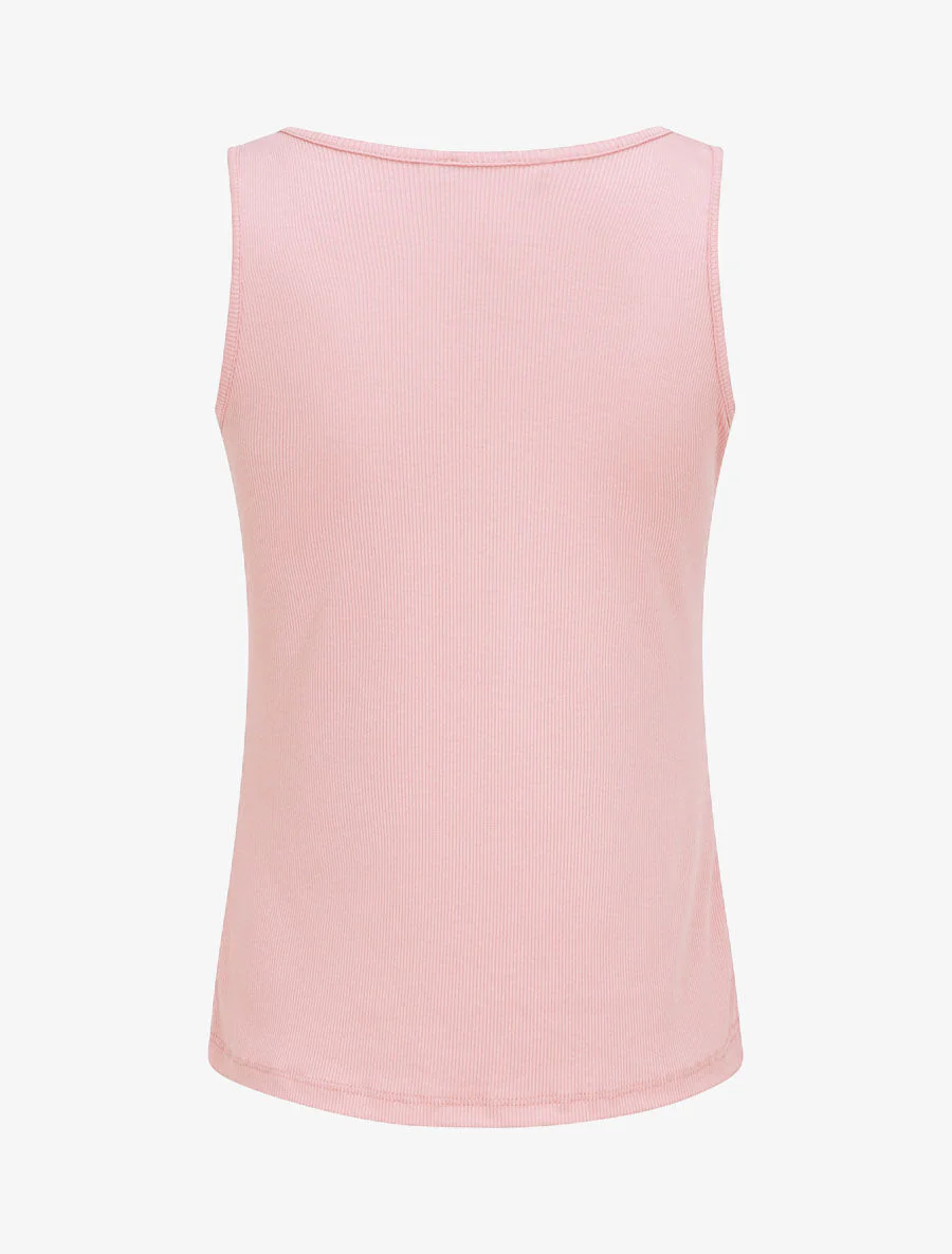 Recht gebreide gebutste singlet - Roze - Image 2