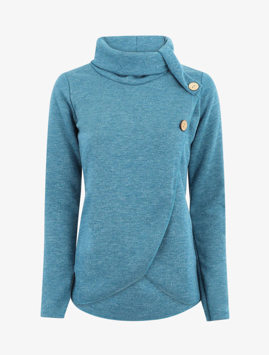Recht geknoopt rollenkraag shirt - Blauwgroen