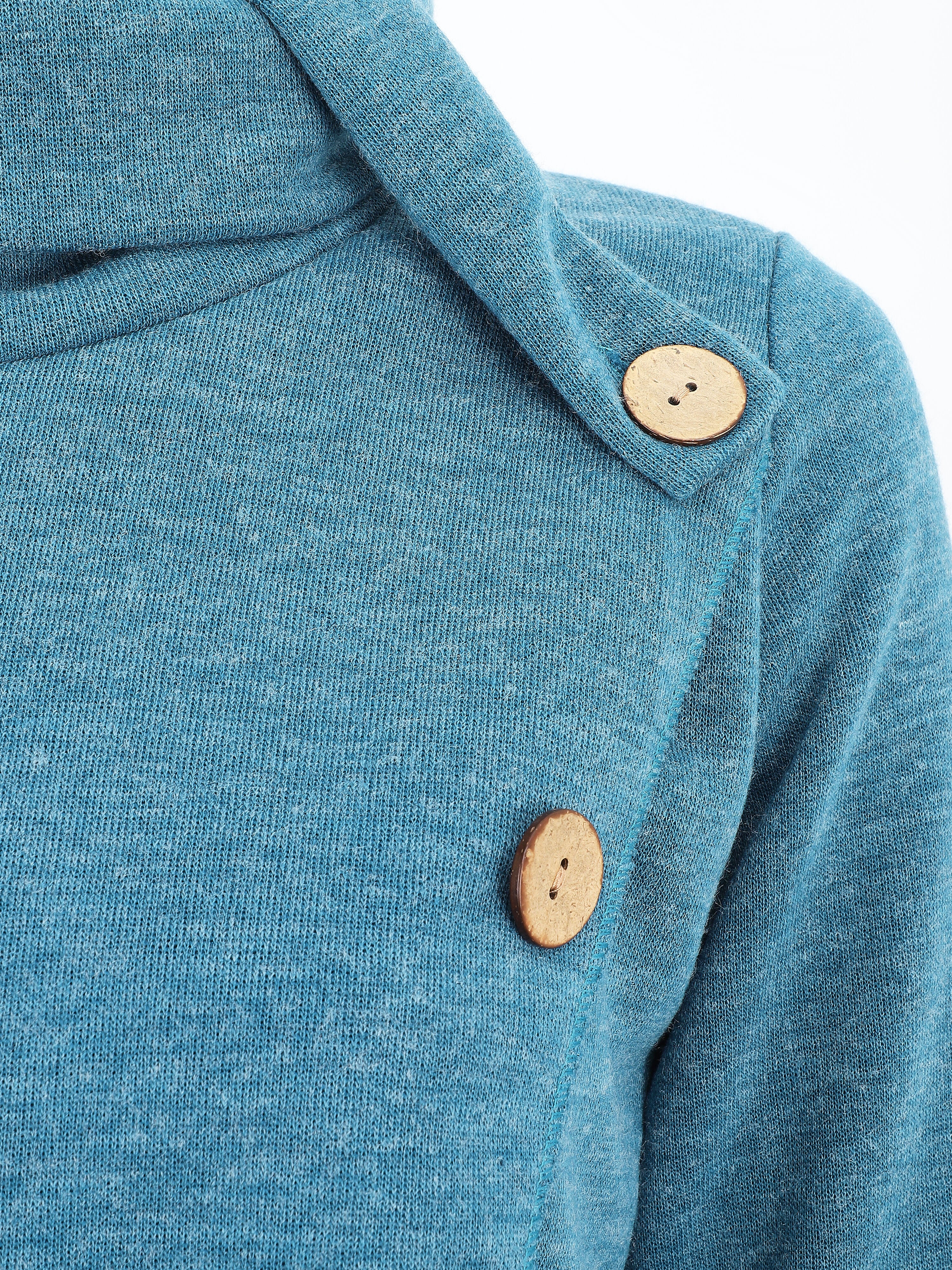 Recht geknoopt rollenkraag shirt - Blauwgroen - Image 3