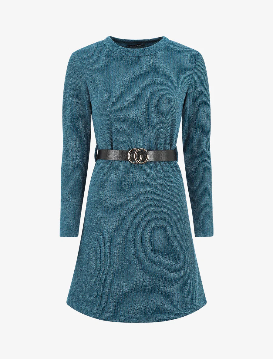 Recht getailleerde trui met lange mouwen - Eendblauw