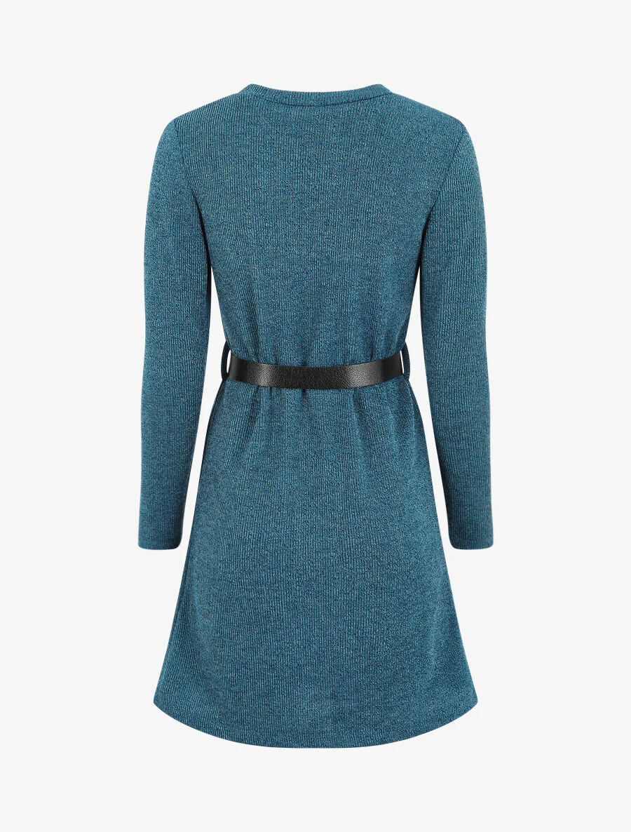 Recht getailleerde trui met lange mouwen - Eendblauw - Image 2