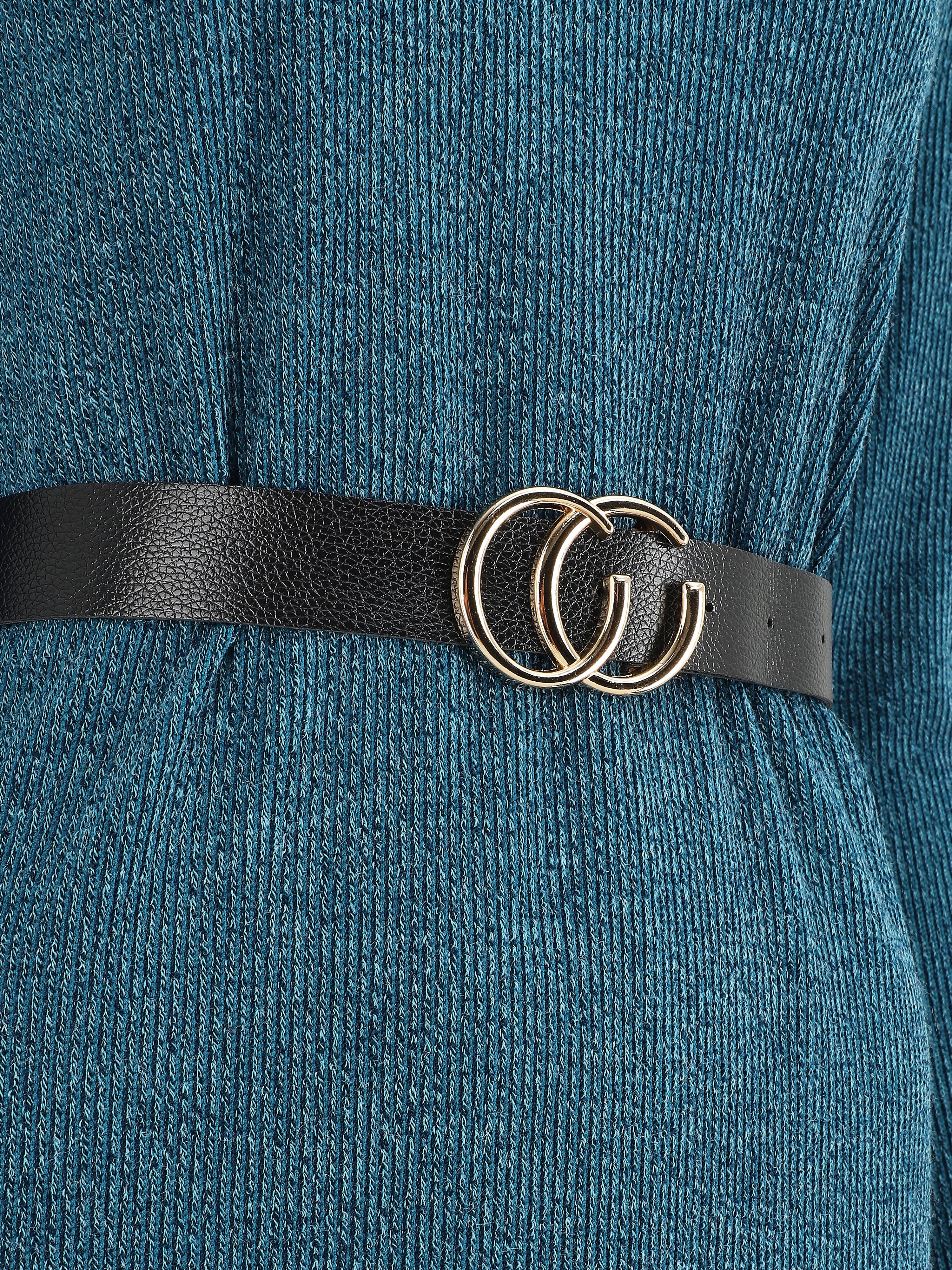 Recht getailleerde trui met lange mouwen - Eendblauw - Image 3