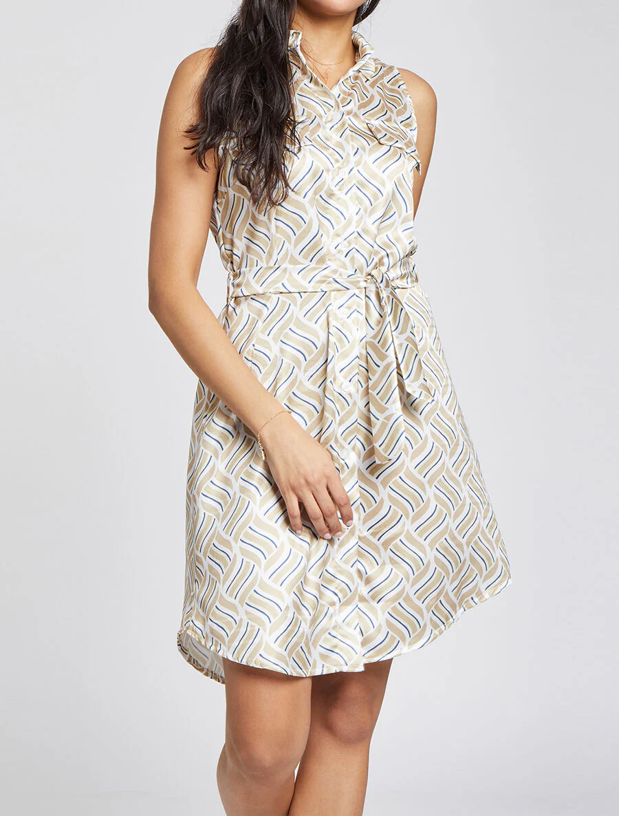 Recht shirtjurk zonder mouwen met grafisch print - beige - Image 4