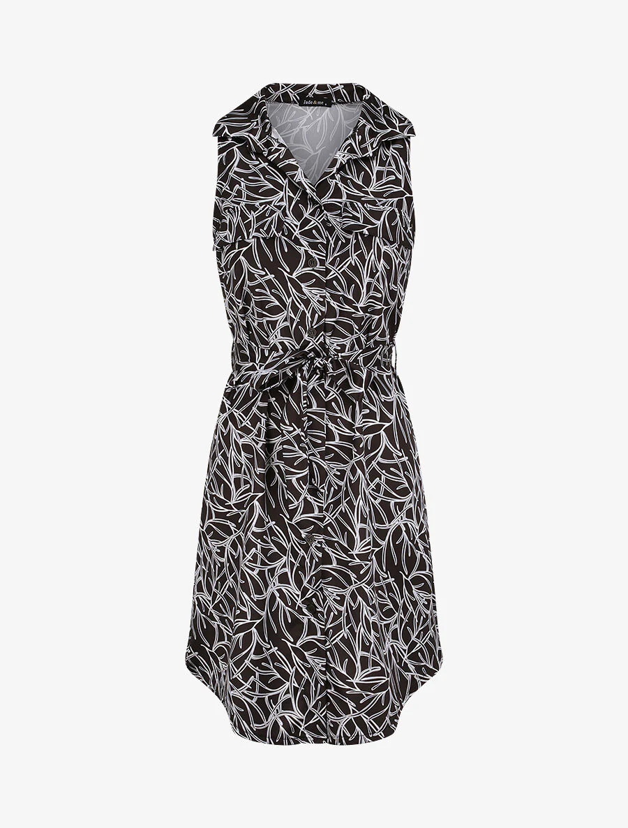 Recht shirtjurk zonder mouwen met grafisch print - Zwart
