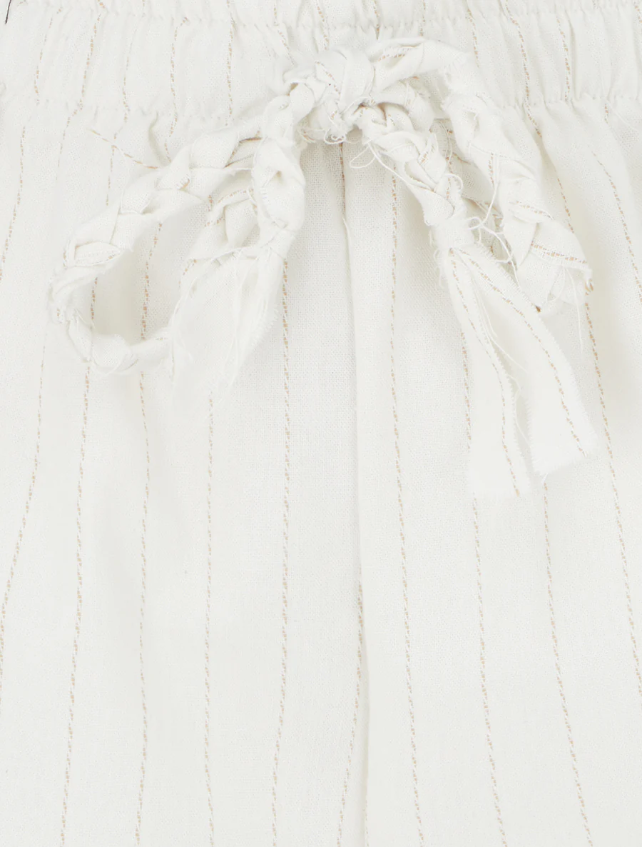 Recht short met fijne strepen - Beige - Image 3