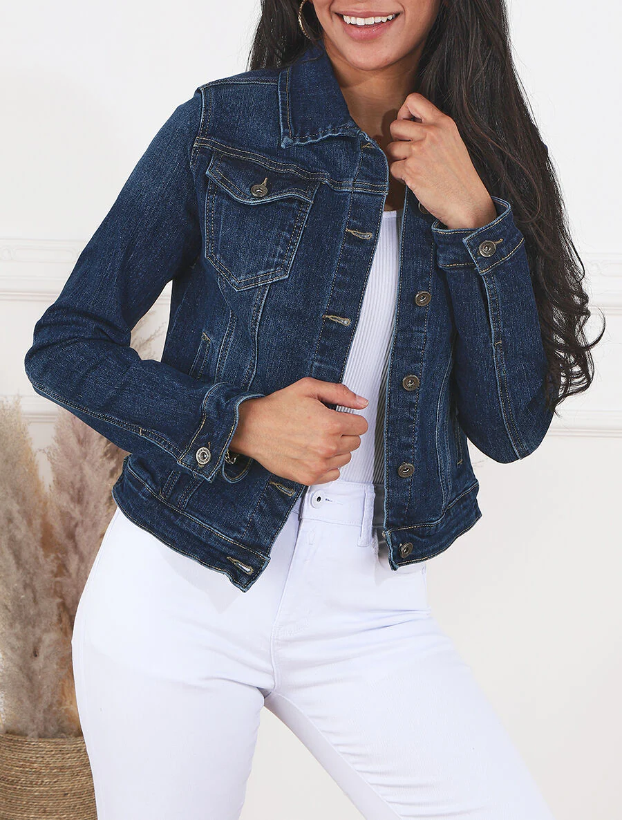 Recht spijkerjack - Denim blauw - Image 4