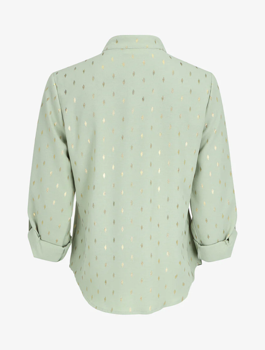 Rechte blouse met gouden flocking - Amandelgroen - Image 2