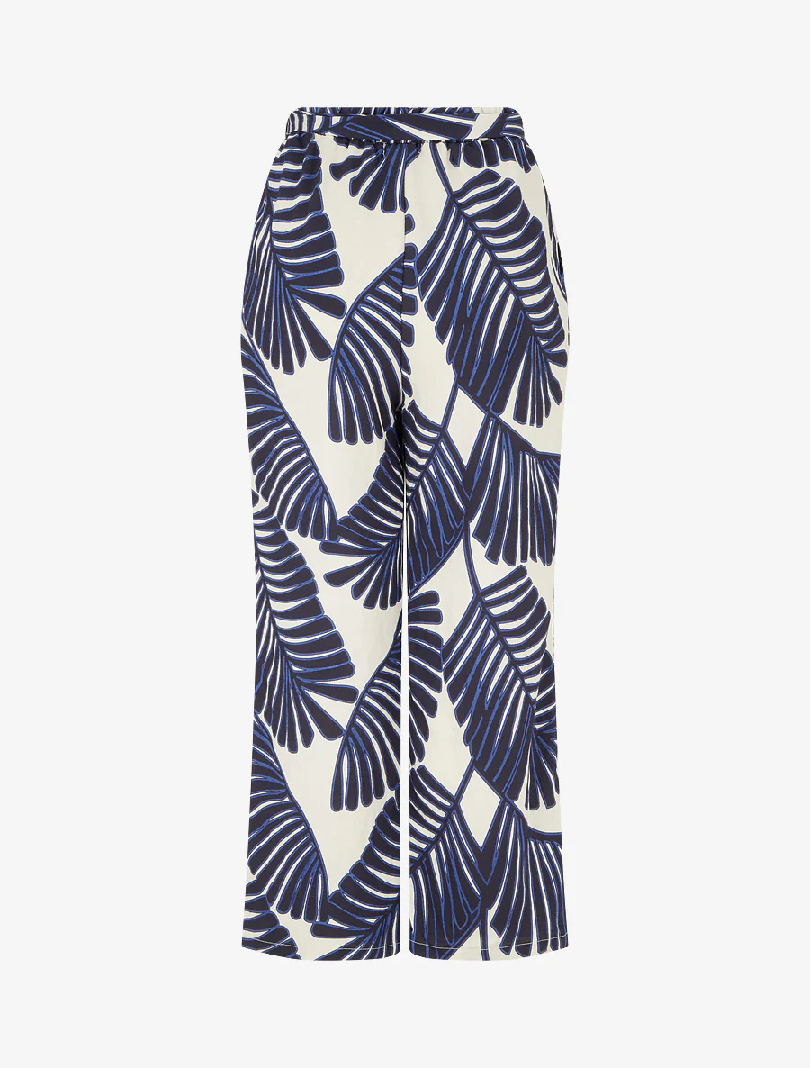 Rechte broek met bladmuster - Marine - Image 2