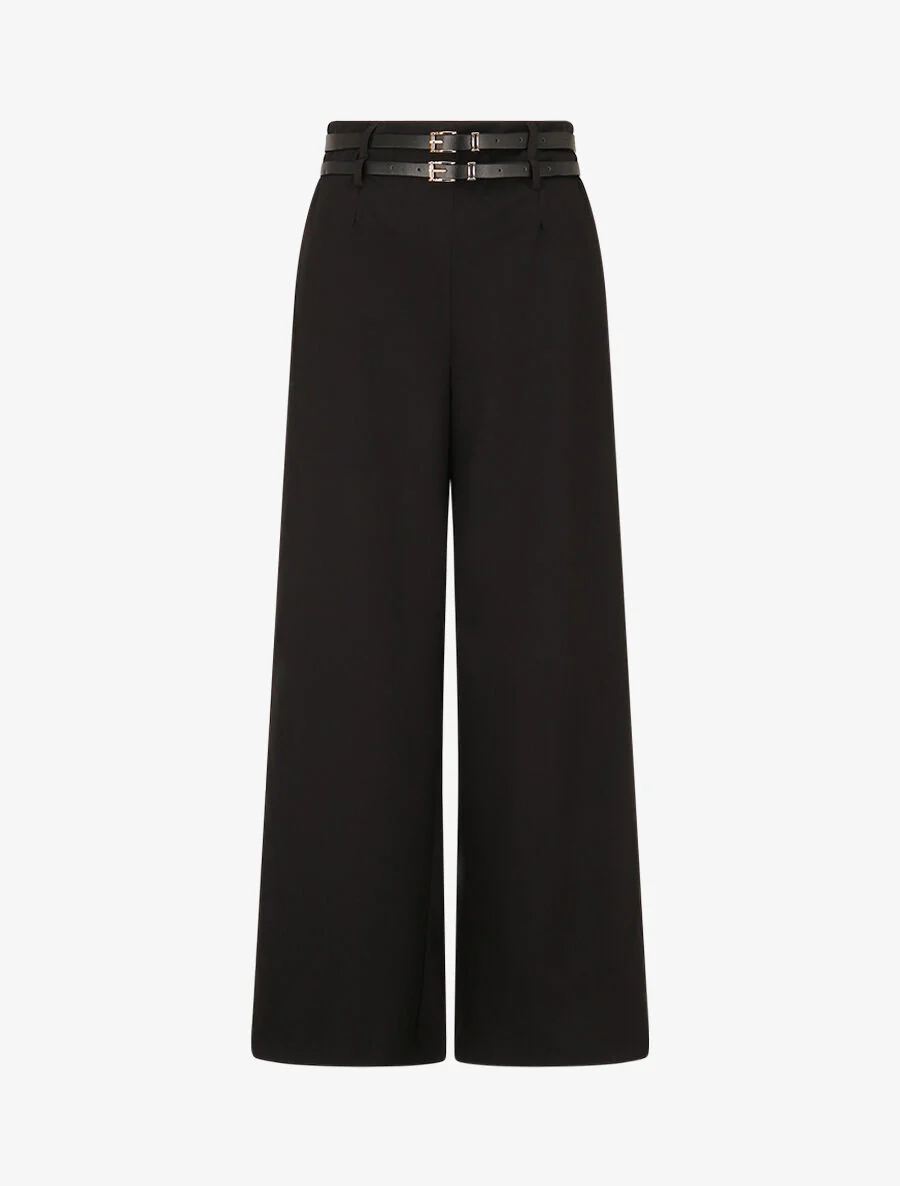 Rechte broek met dubbele lussen - zwart