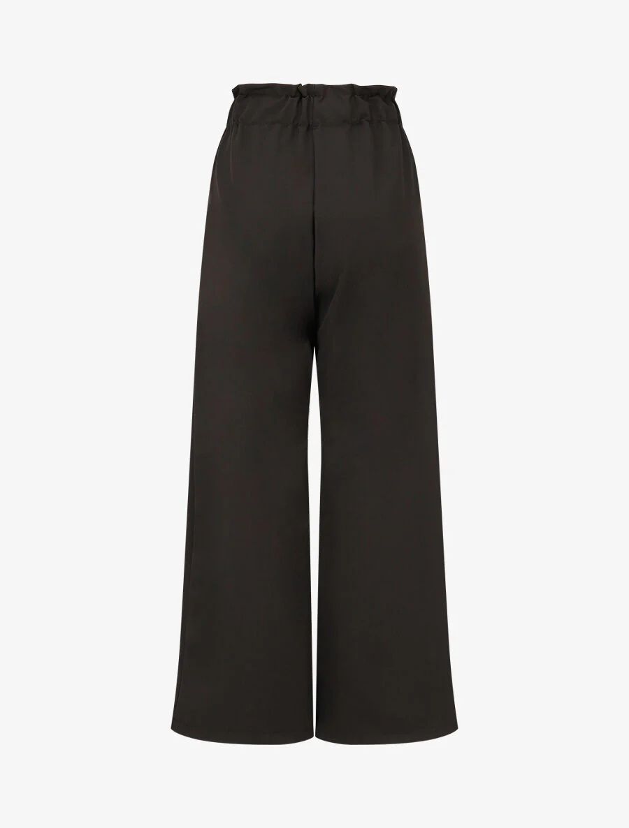 Rechte broek met elastische hoge taille - zwart - Image 2