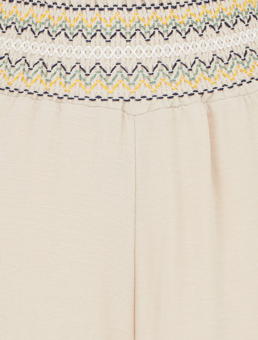 Rechte broek met elastische hoge taille - Beige - Image 3
