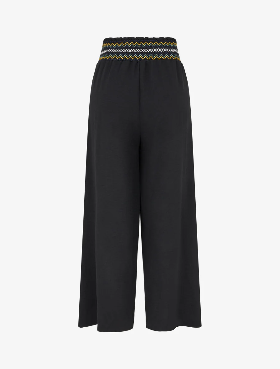 Rechte broek met elastische hoge taille - Zwart - Image 2