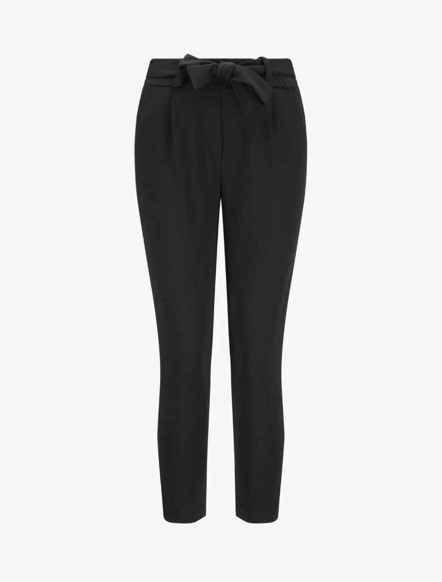 Rechte broek met elastische taille - Zwart