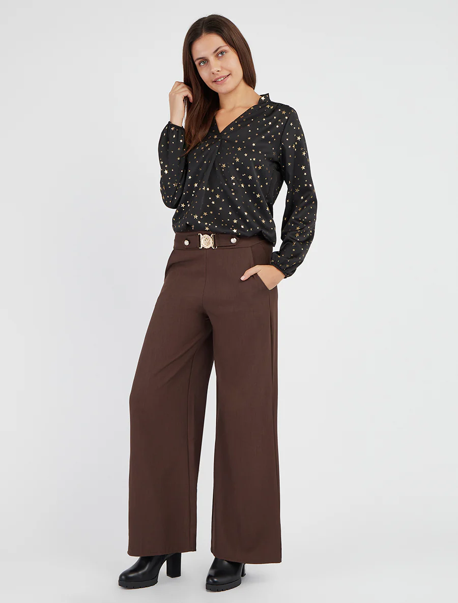 Rechte broek met fantasieriem - Bruin - Image 5