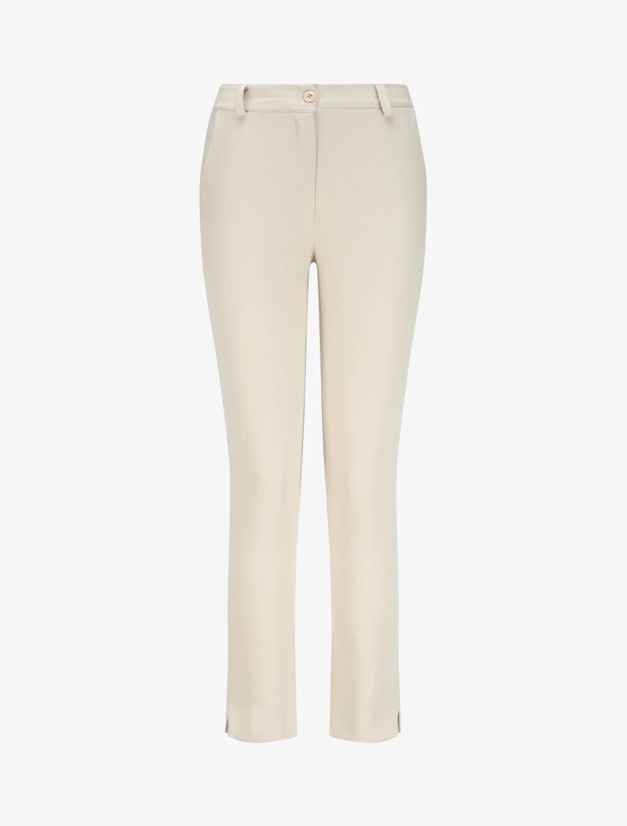 Rechte broek met gesplitste randen - beige