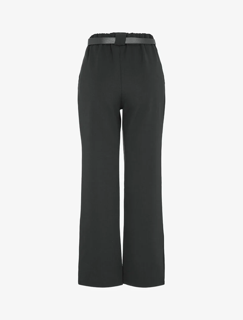 Rechte broek met hoge elastische taille - Zwart - Image 2