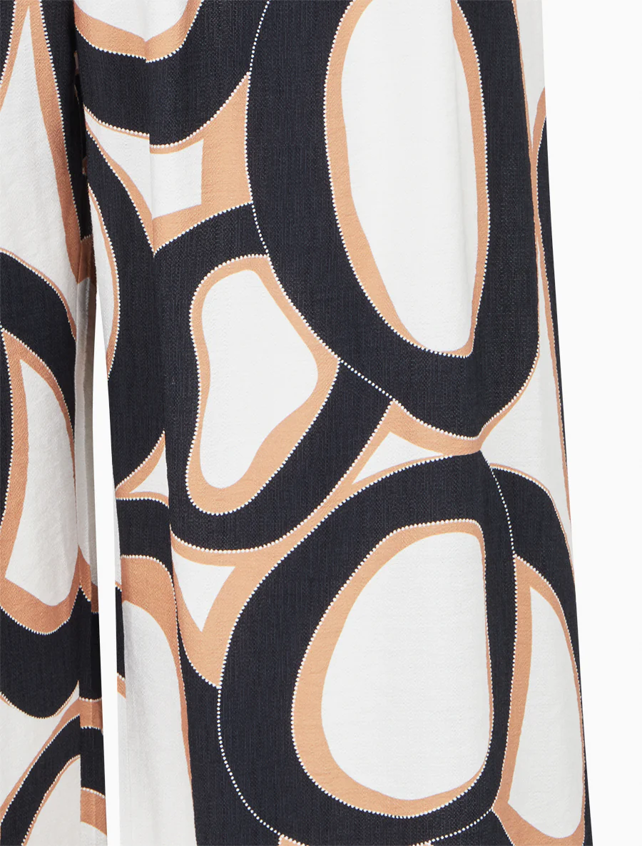 Rechte broek met hoge taille en grafische print - Zwart - Image 3
